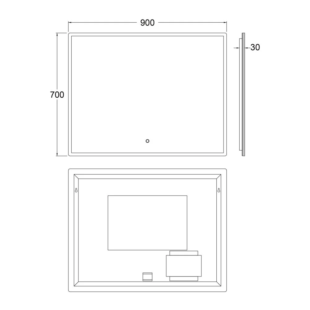JUDI 900x700mm Stačiakampis veidrodis / LED apšvietimas iš priekio ir galo - Image 6