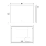 JUDI 900x700mm Stačiakampis veidrodis / LED apšvietimas iš priekio ir galo - Image 6