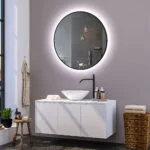 CLIO 800mm Apvalus veidrodis / LED apšvietimas iš galo / Aliuminio rėmas padengtas milteliniu būdu