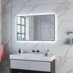MILO 1200x750mm Stačiakampis veidrodis su juodu matiniu rėmu / LED apšvietimas iš galo