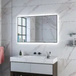 MILO 1200x750mm Stačiakampis veidrodis su juodu matiniu rėmu / LED apšvietimas iš galo