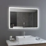 DIVA 1200x800mm Stačiakampis veidrodis / LED atitrauktas apšvietimas iš priekio ir iš galo