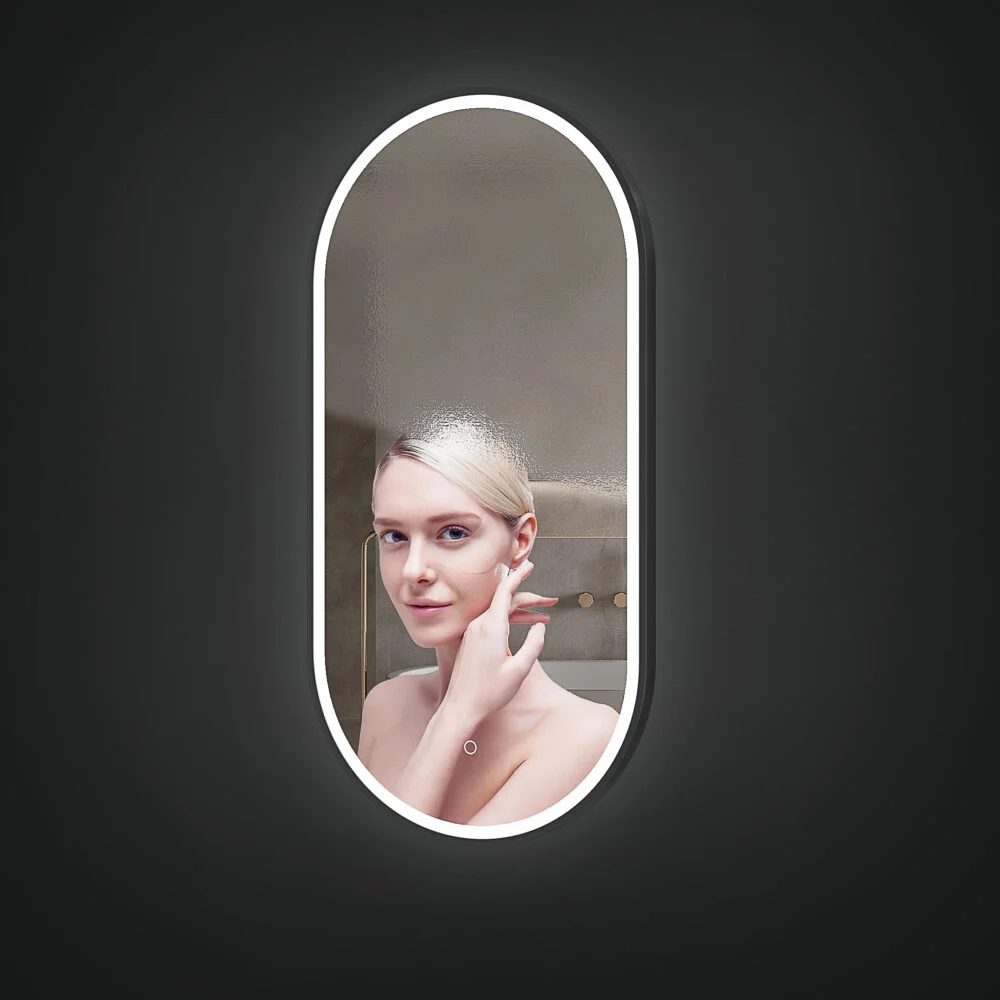 NORA 500x1000mm Ovalus veidrodis / LED apšvietimas iš priekio / Aliuminio rėmas padengtas milteliniu būdu - Image 4