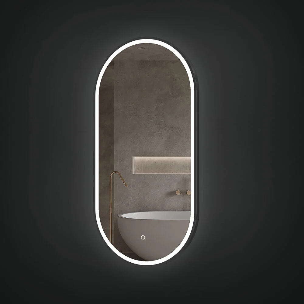 NORA 500x1000mm Ovalus veidrodis / LED apšvietimas iš priekio / Aliuminio rėmas padengtas milteliniu būdu - Image 2