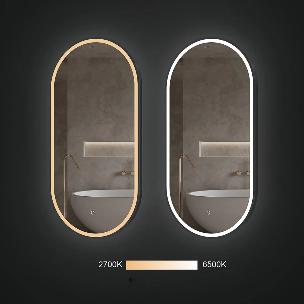 NORA 500x1000mm Ovalus veidrodis / LED apšvietimas iš priekio / Aliuminio rėmas padengtas milteliniu būdu - Image 5