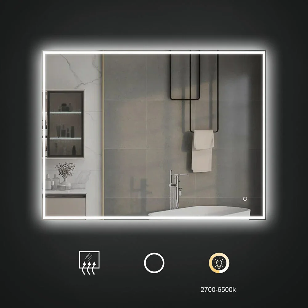 KELI 1200x800mm Stačiakampis veidrodis / LED atitrauktas apšvietimas iš priekio ir iš galo - Image 3