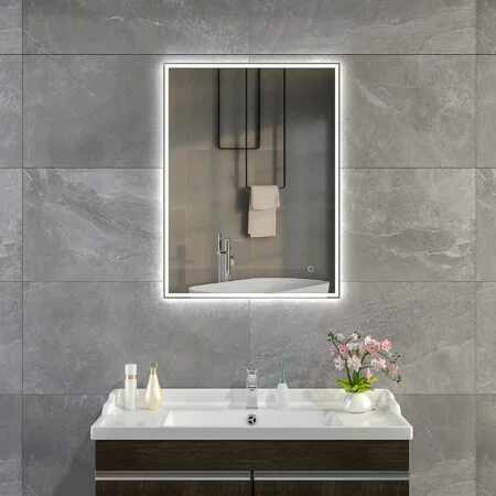 KELI 600x800mm Stačiakampis veidrodis / LED atitrauktas apšvietimas iš priekio ir iš galo
