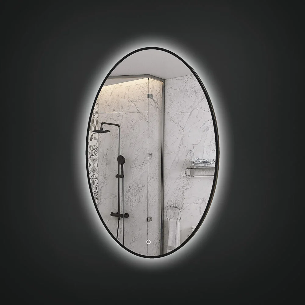 MILA 600x900mm Ovalus veidrodis / LED apšvietimas iš galo / Aliuminio rėmas padengtas milteliniu būdu - Image 2
