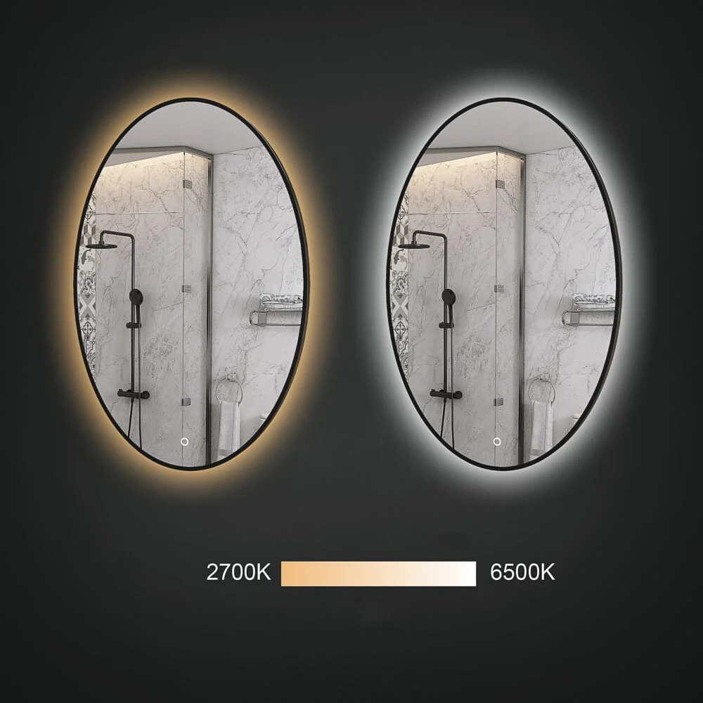 MILA 600x900mm Ovalus veidrodis / LED apšvietimas iš galo / Aliuminio rėmas padengtas milteliniu būdu - Image 5