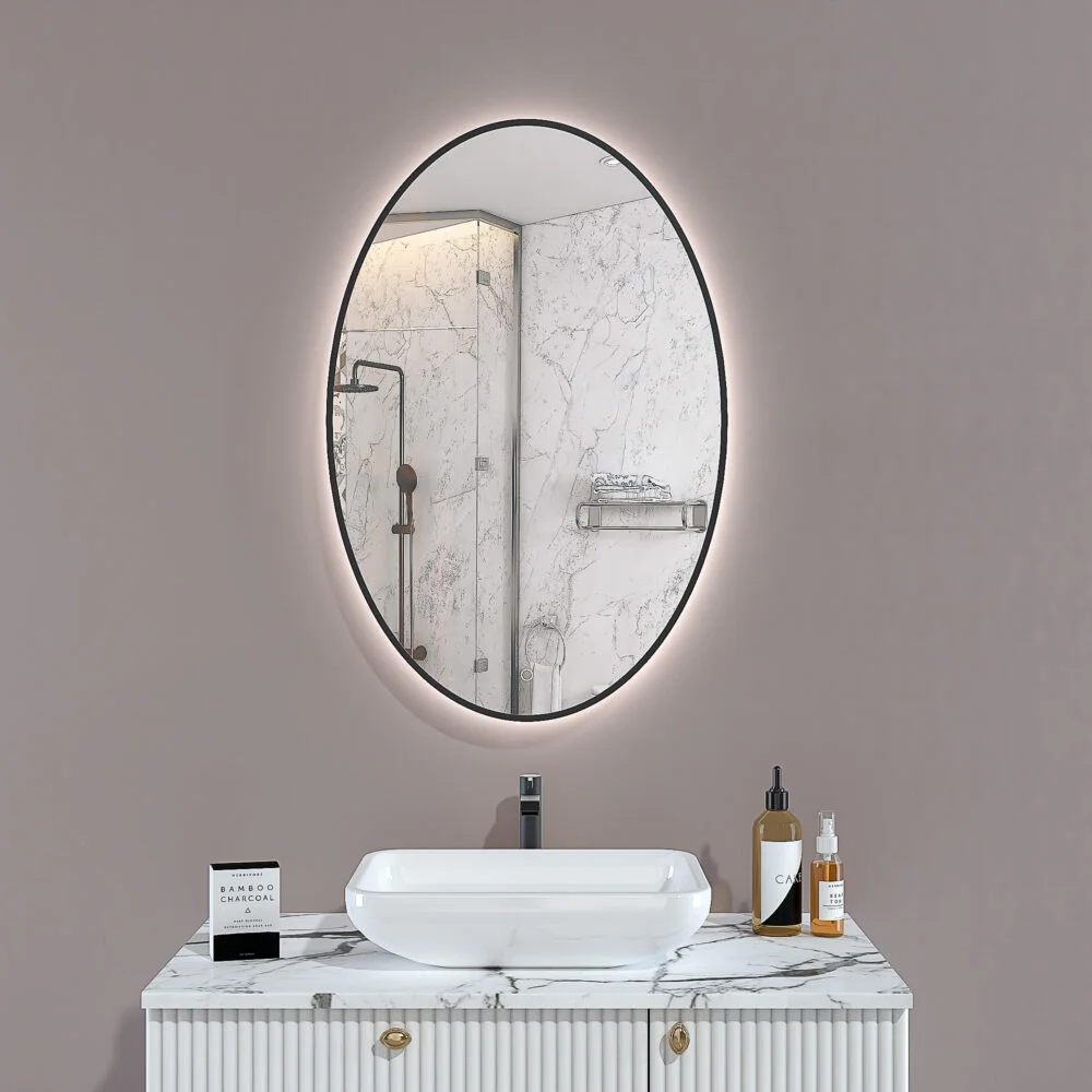 MILA 600x900mm Ovalus veidrodis / LED apšvietimas iš galo / Aliuminio rėmas padengtas milteliniu būdu
