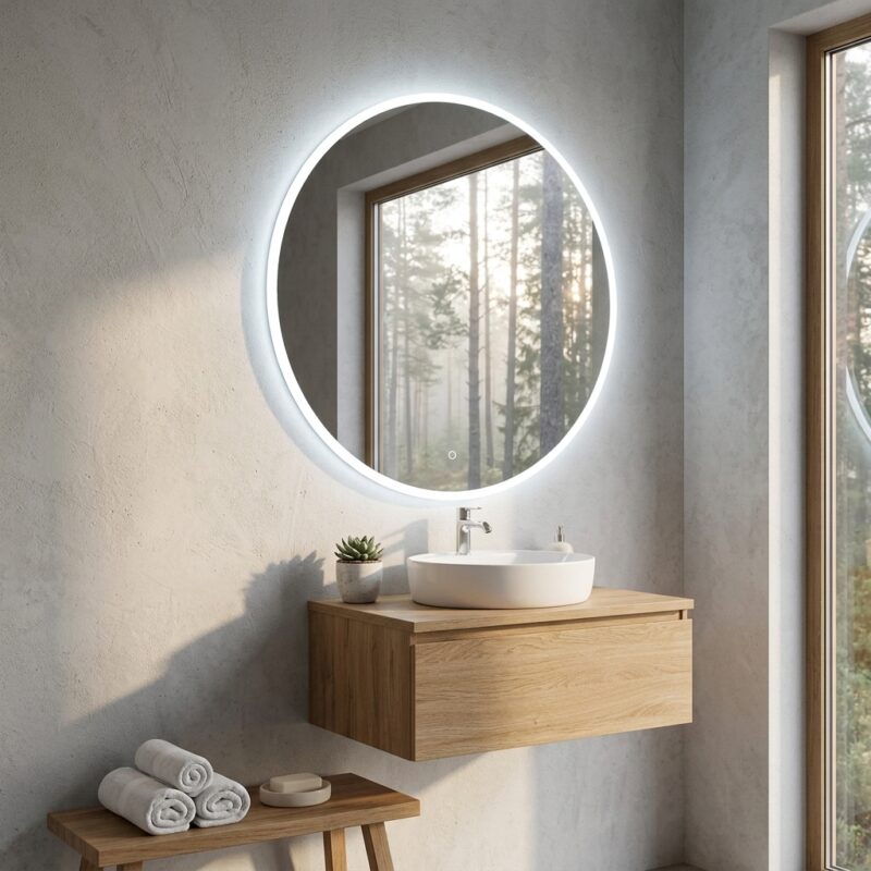 RENE 800 mm round LED mirror with front light