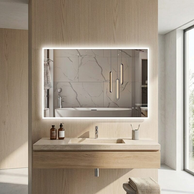 JUDI2 1000×800 mm rectangular LED mirror with front light