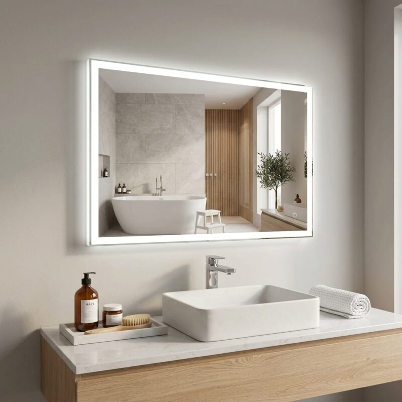 DIVA 1000×700 mm rectangular LED mirror with retractable front light