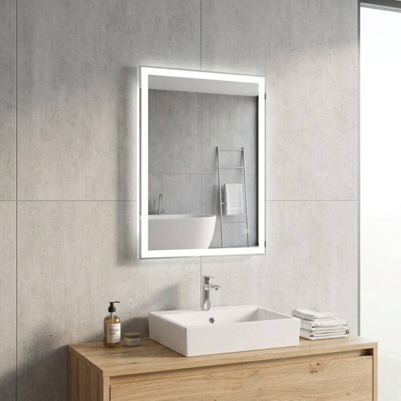 DIVA 600×800 mm rectangular LED mirror with retractable front light
