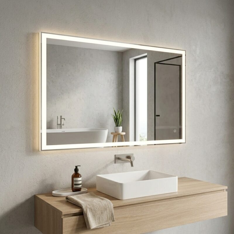 DIVA 1300×800 mm rectangular LED mirror with retractable front light