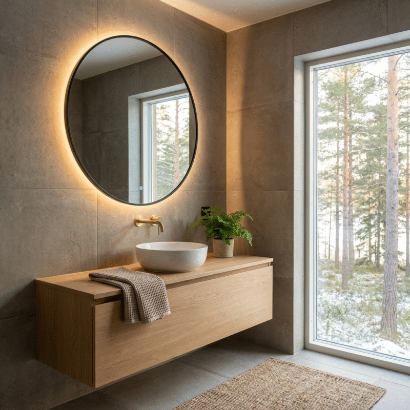 CLIO 1000 mm round LED mirror with backlight and powder-coated aluminium frame